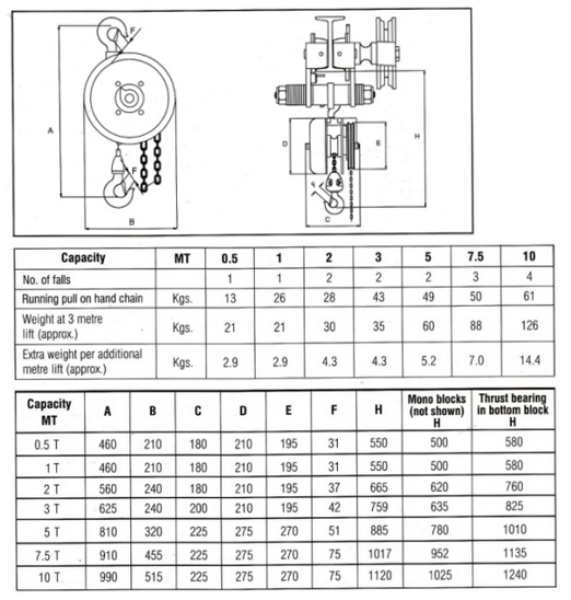 Triple Spur Gear Chain Pulley Block (Model - P)